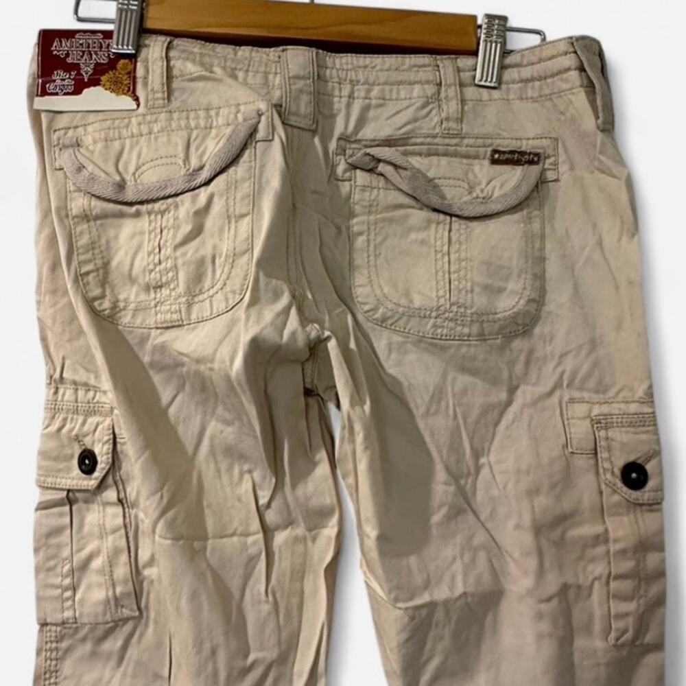 Amethyst Y2K NWT Deadstock Khaki Low Rise Cargo Bootcut Capri Pants - Picture 10 of 14